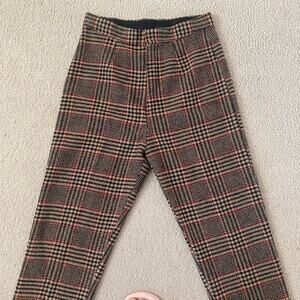Vintage Brown Houndstooth Wool Pants